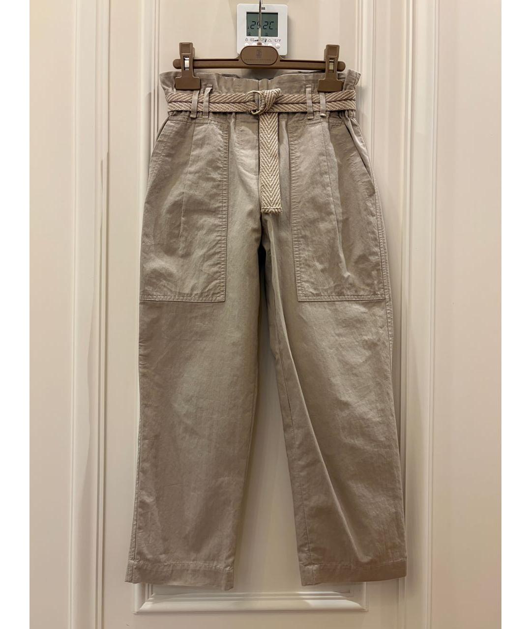 BRUNELLO CUCINELLI Бежевые хлопковые брюки и шорты, фото 9