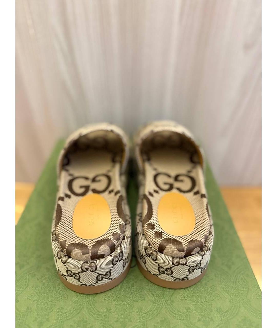 GUCCI Бежевые текстильные шлепанцы, фото 4