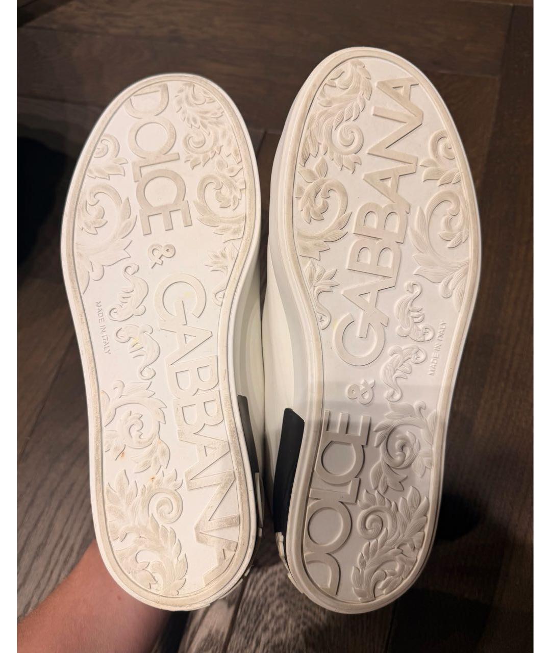 DOLCE&GABBANA Белые кожаные низкие кроссовки / кеды, фото 4