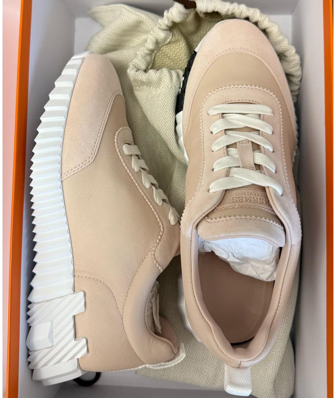 HERMES Розовые кожаные кроссовки, фото 6