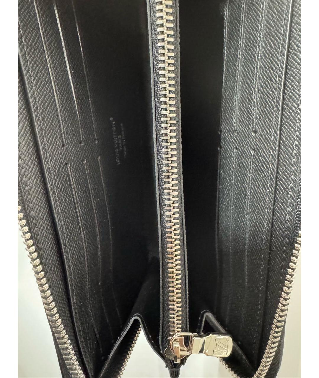 LOUIS VUITTON Черный кожаный кошелек, фото 3