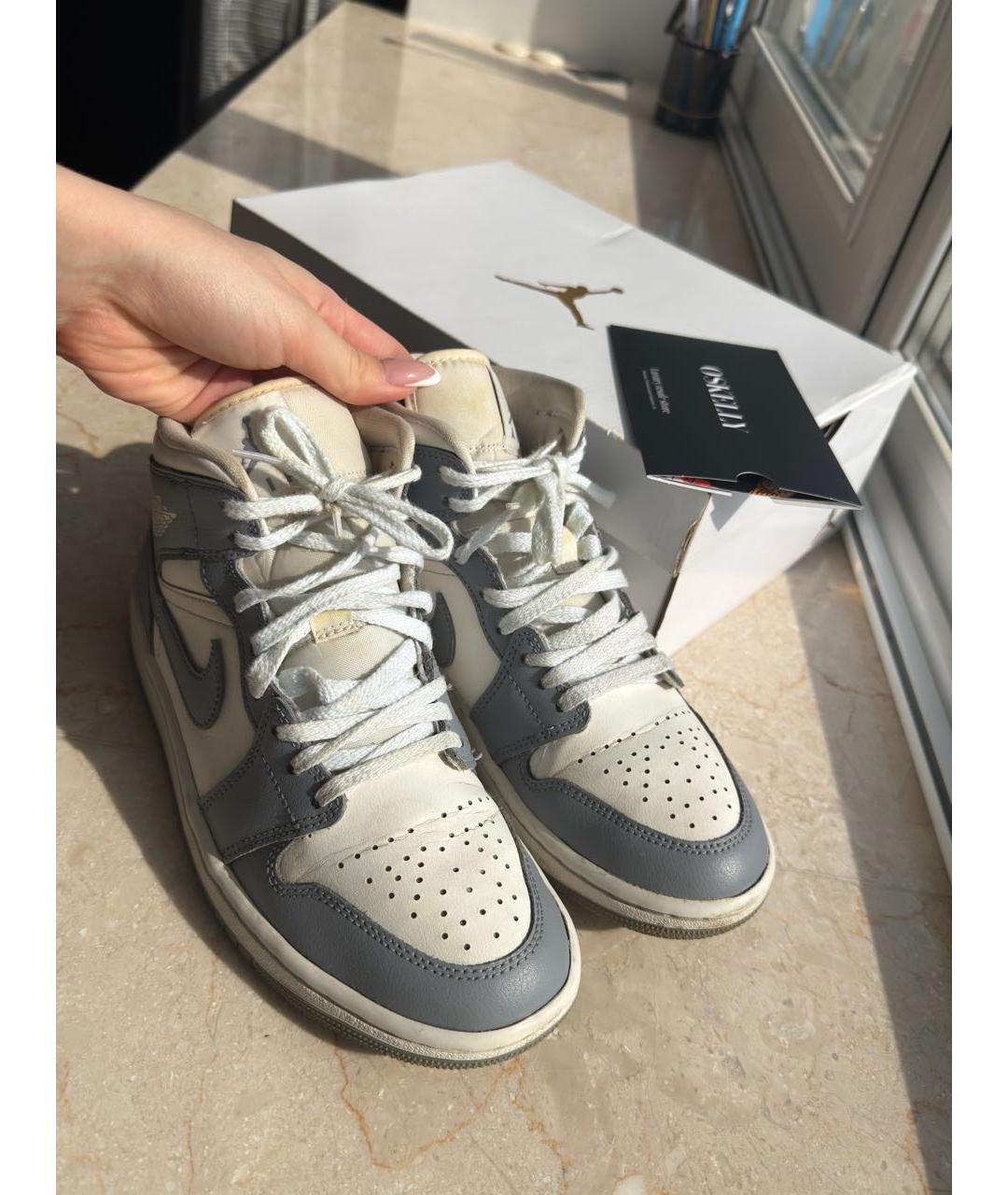 JORDAN Голубые кожаные кроссовки, фото 6