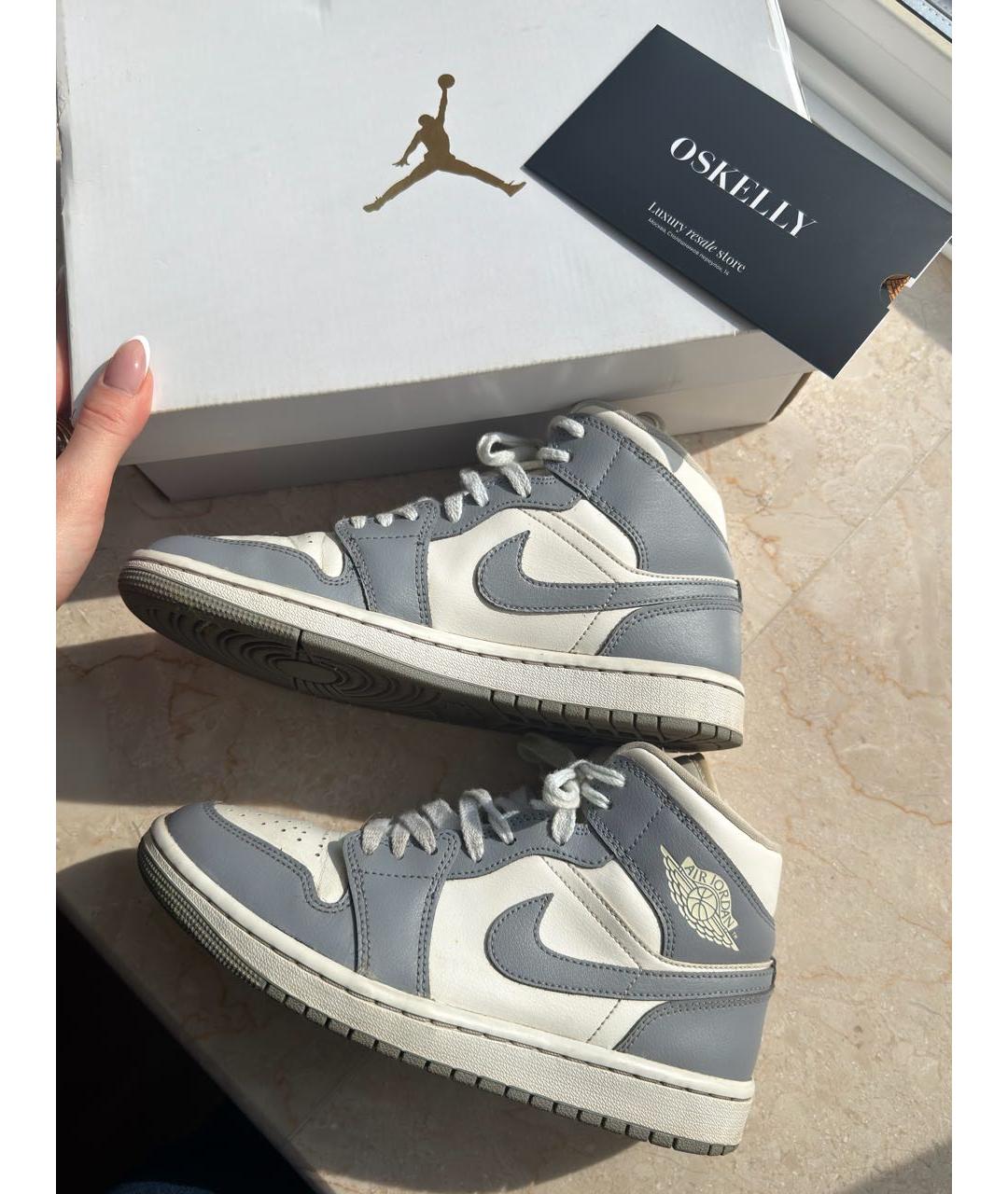 JORDAN Голубые кожаные кроссовки, фото 2