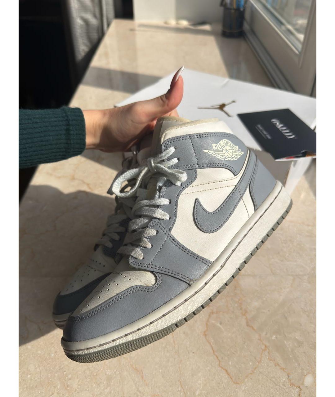 JORDAN Голубые кожаные кроссовки, фото 7