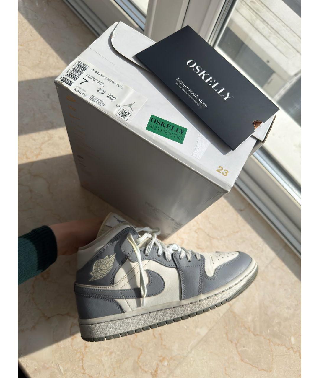 JORDAN Голубые кожаные кроссовки, фото 3