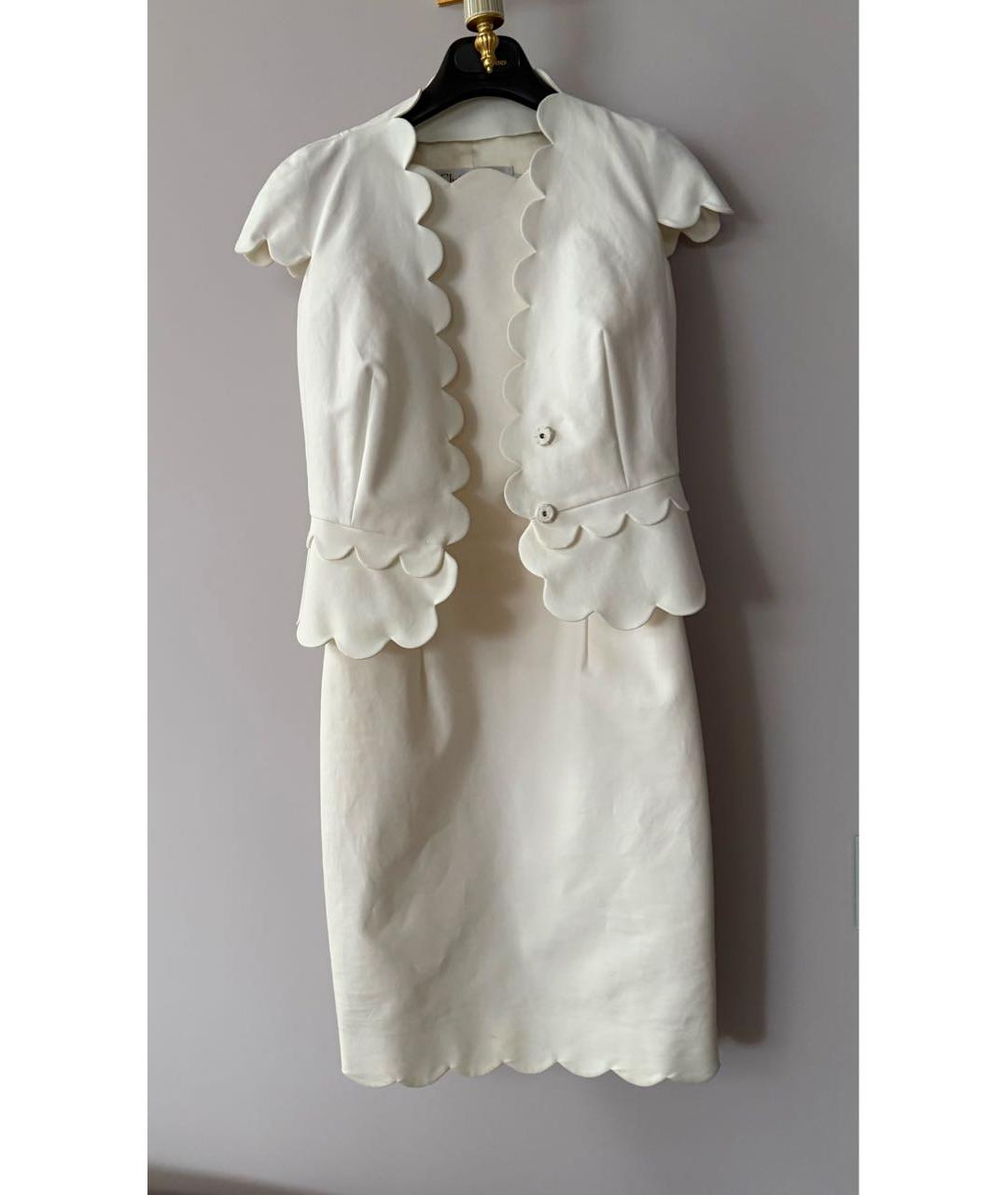 CHRISTIAN DIOR Белое хлопко-эластановое коктейльное платье, фото 4