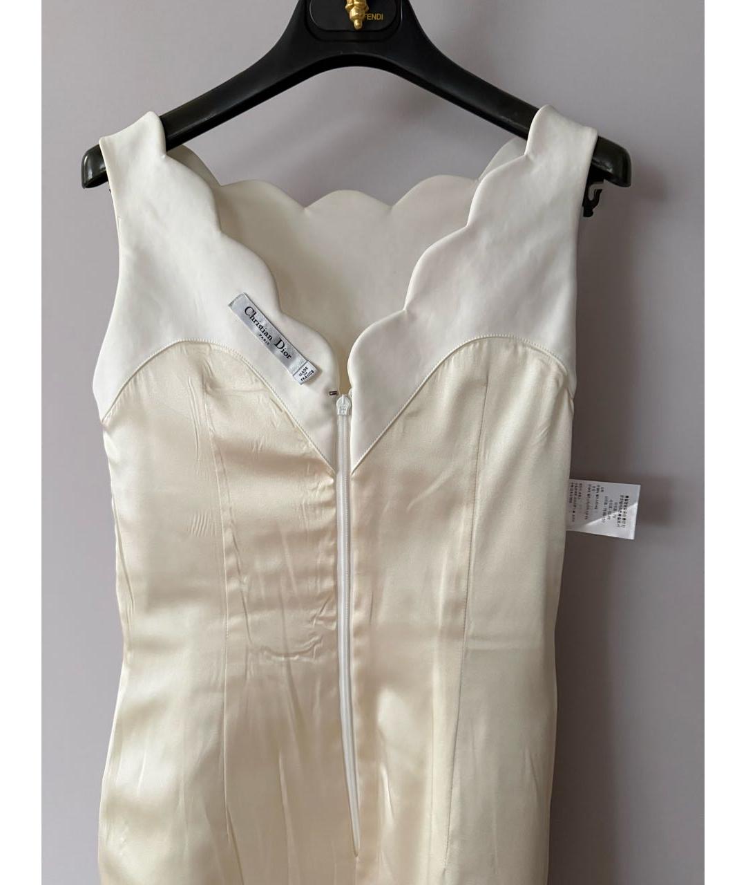 CHRISTIAN DIOR Белое хлопко-эластановое коктейльное платье, фото 3