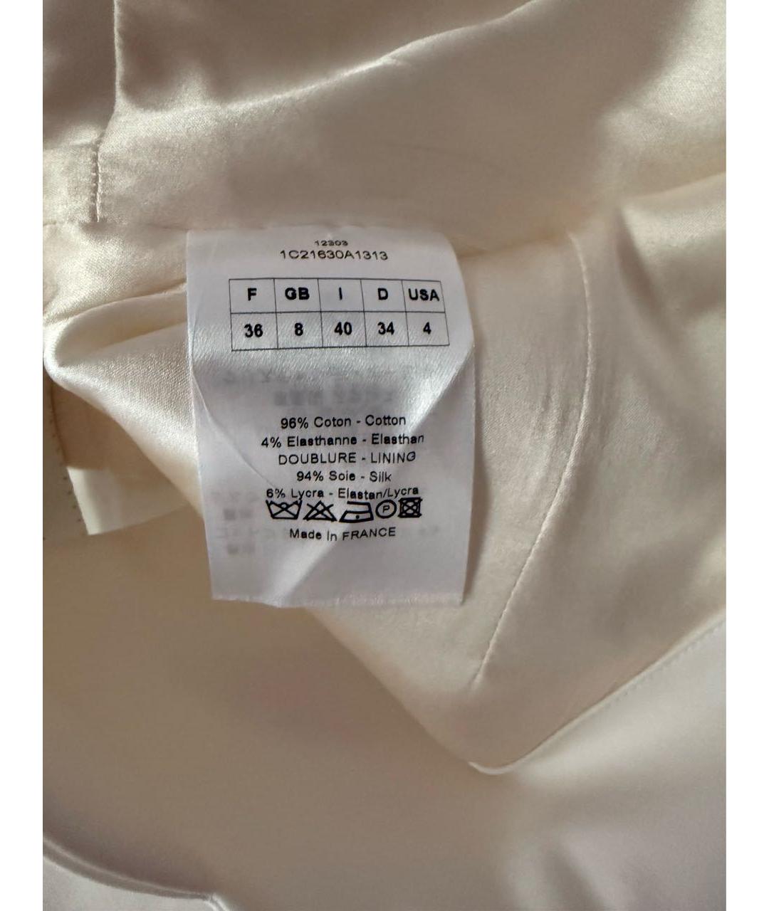 CHRISTIAN DIOR Белое хлопко-эластановое коктейльное платье, фото 6