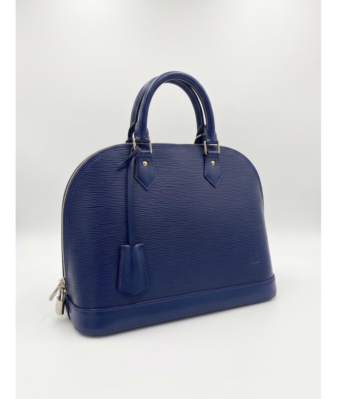 LOUIS VUITTON Темно-синяя кожаная сумка с короткими ручками, фото 4