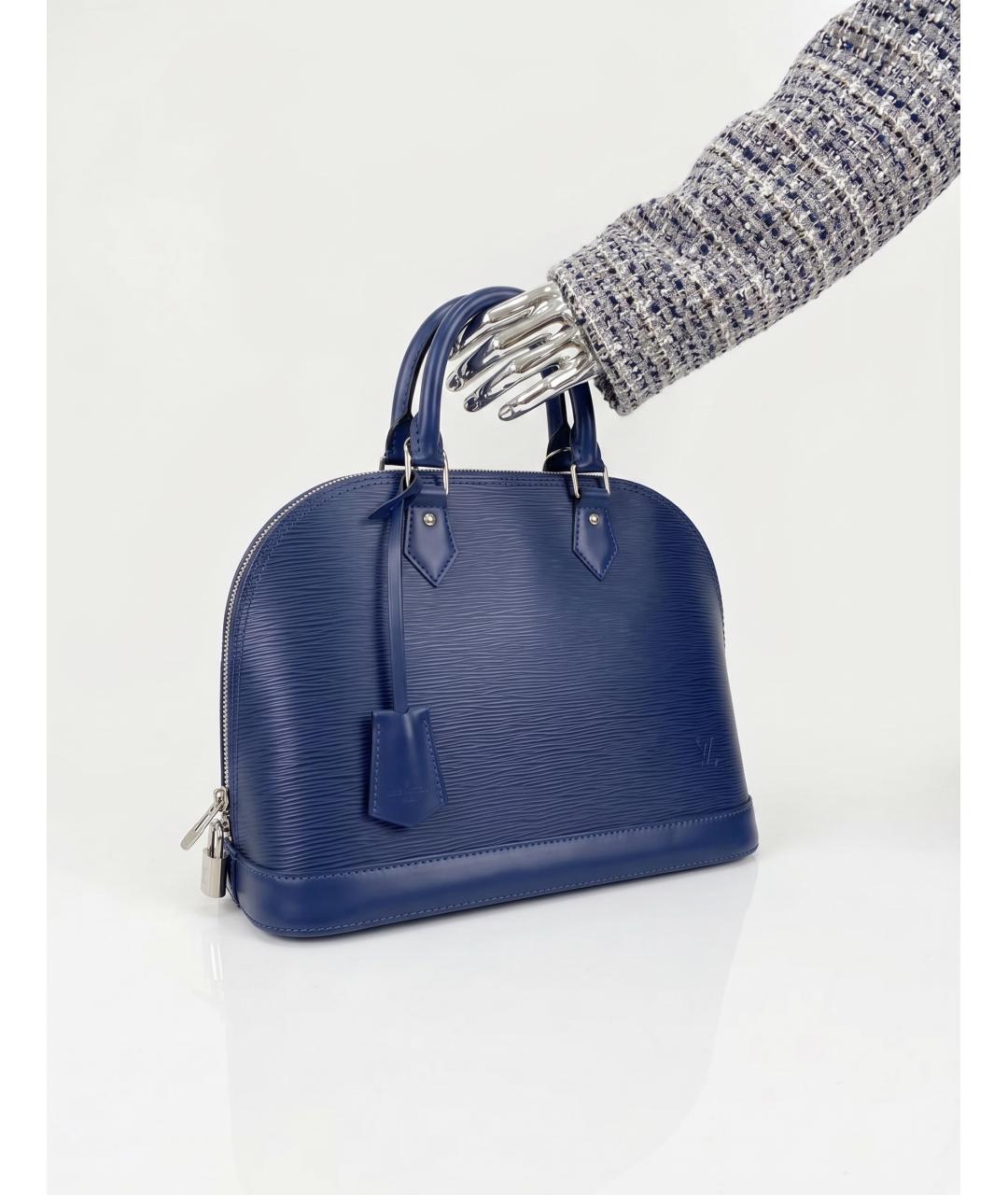 LOUIS VUITTON Темно-синяя кожаная сумка с короткими ручками, фото 2