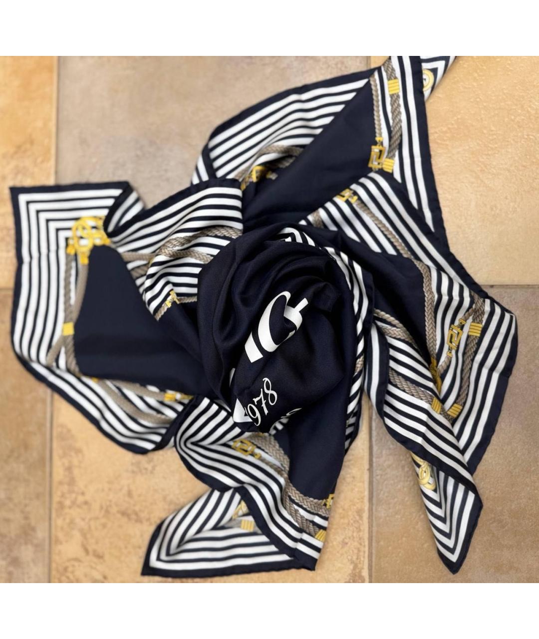 VERSACE Темно-синий шелковый платок, фото 2