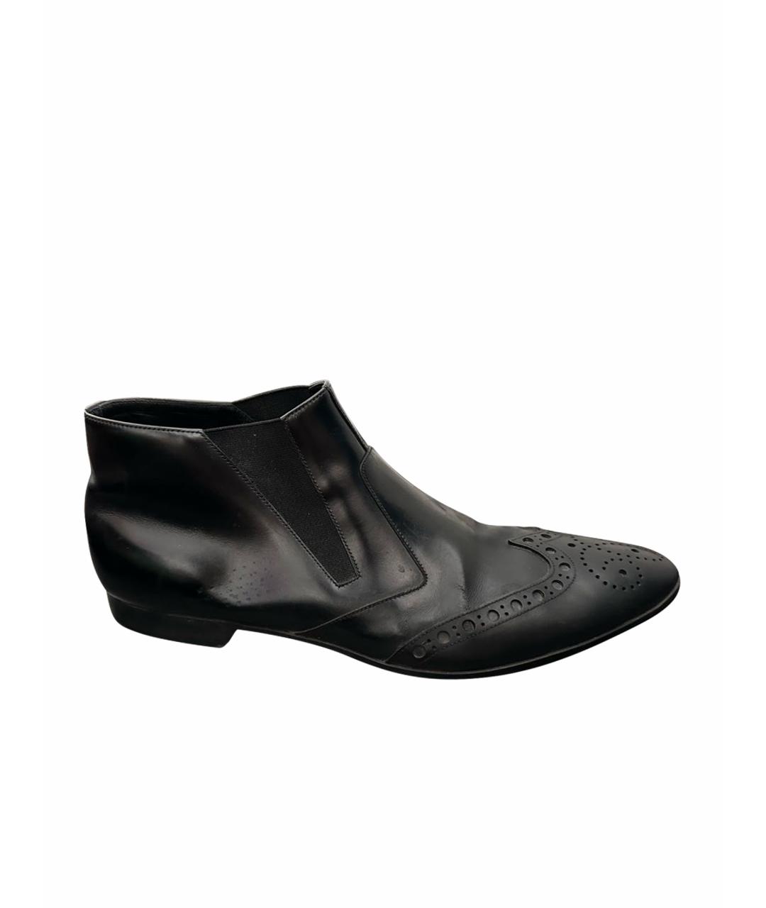 PRADA Черные кожаные низкие ботинки, фото 1