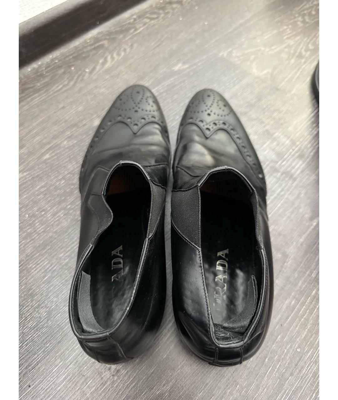 PRADA Черные кожаные низкие ботинки, фото 3