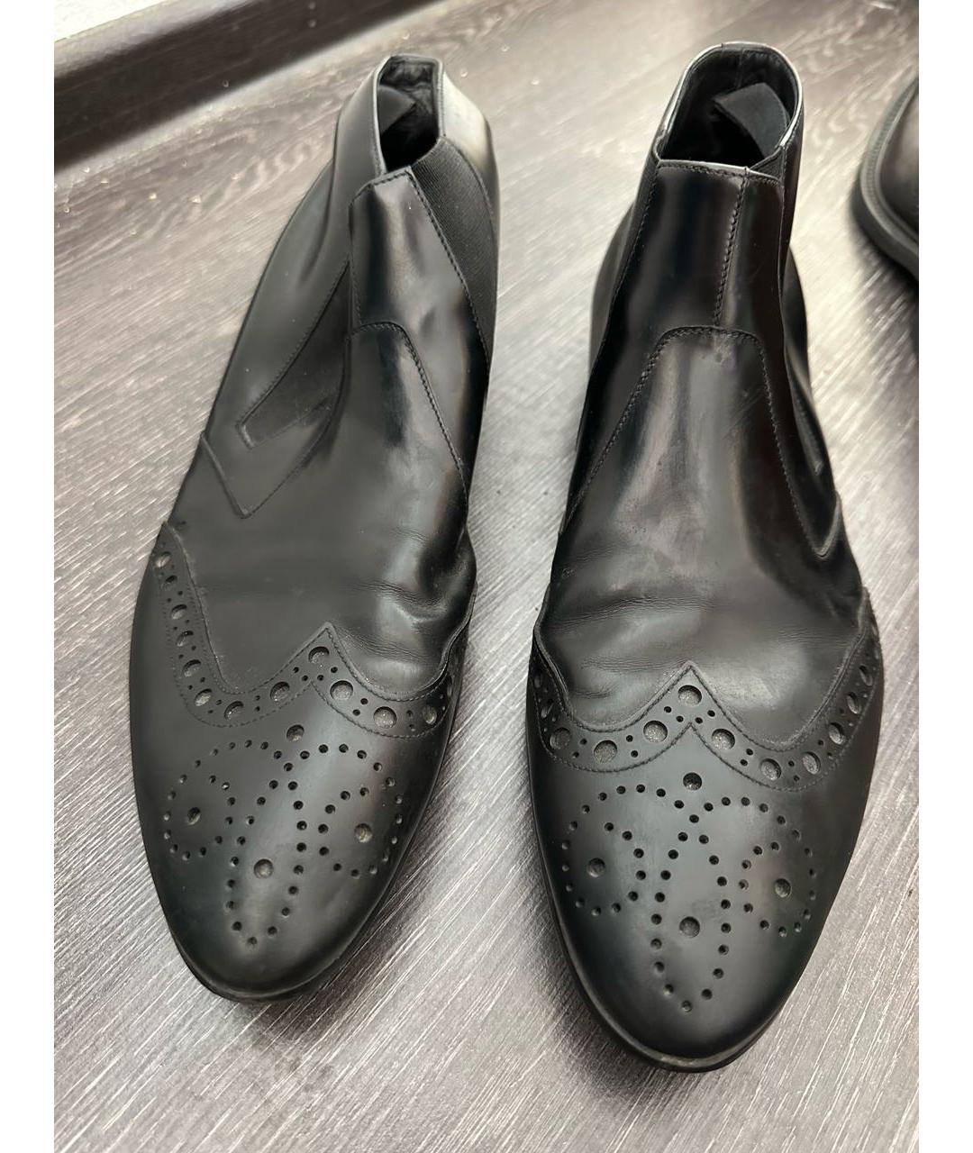 PRADA Черные кожаные низкие ботинки, фото 2