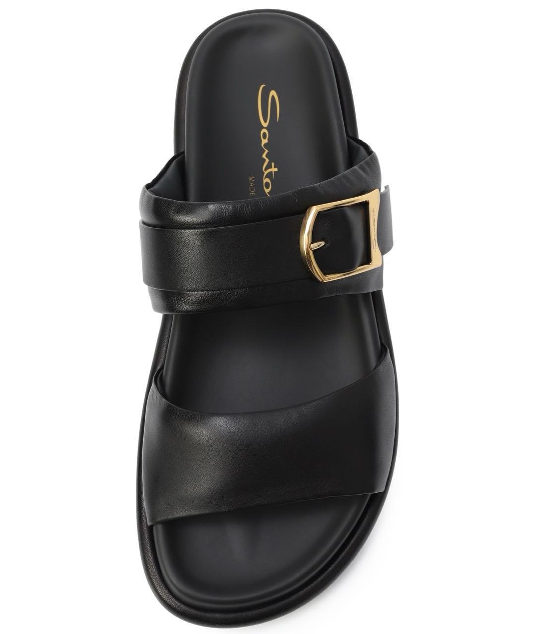 SANTONI Черные кожаные шлепанцы, фото 3