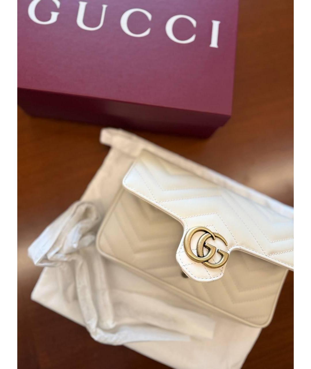 GUCCI Белая кожаная сумка через плечо, фото 4