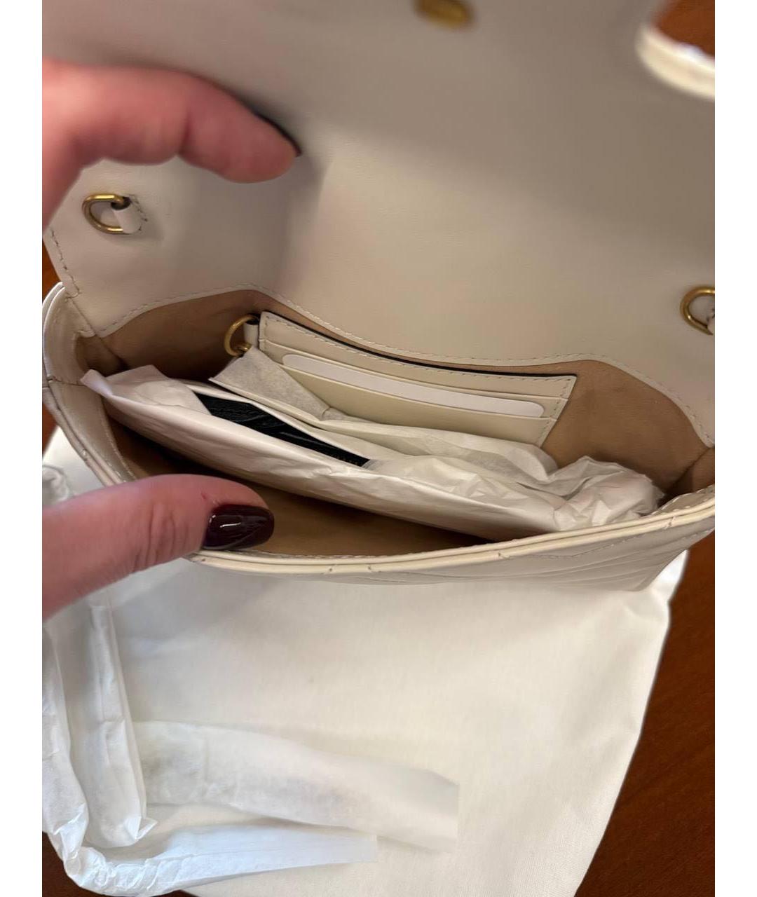 GUCCI Белая кожаная сумка через плечо, фото 3