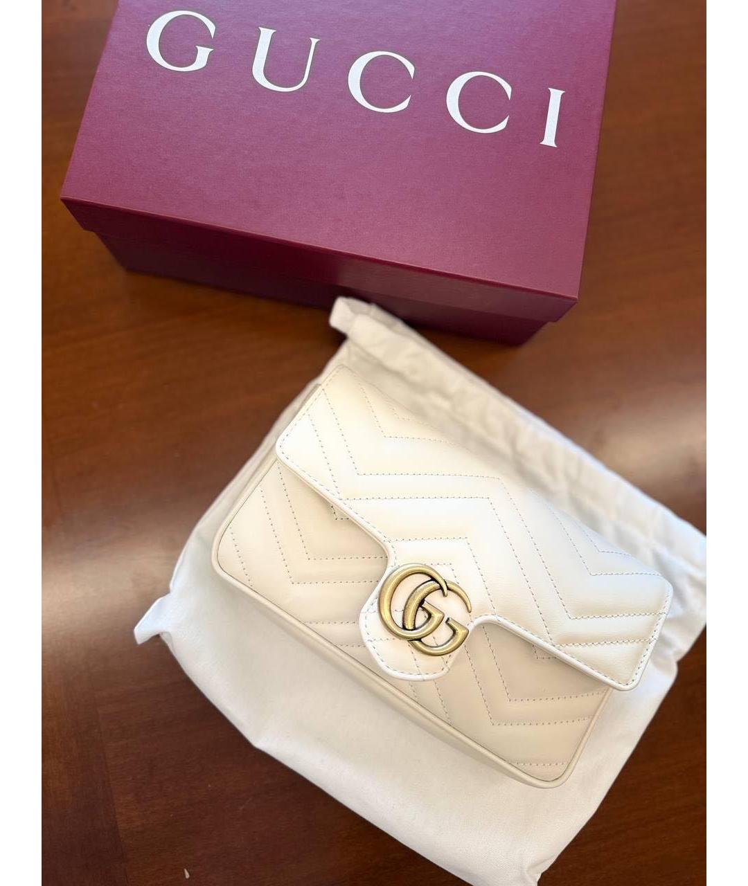 GUCCI Белая кожаная сумка через плечо, фото 7