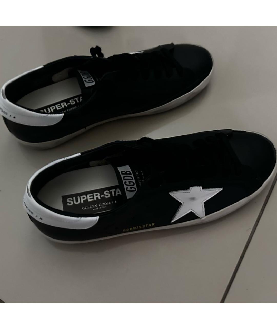 GOLDEN GOOSE DELUXE BRAND Черные кожаные низкие кроссовки / кеды, фото 3