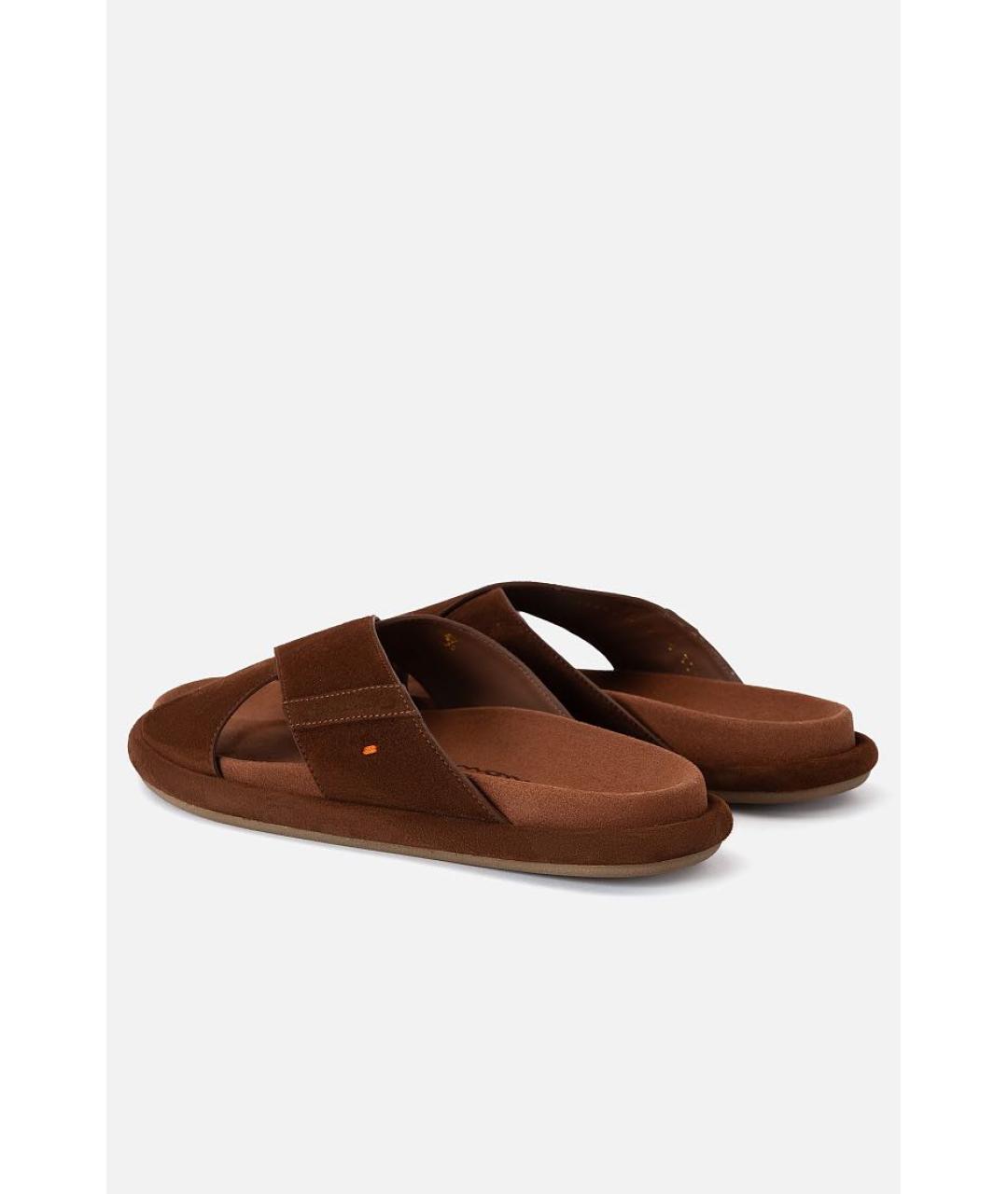 SANTONI Коричневые замшевые шлепанцы, фото 3