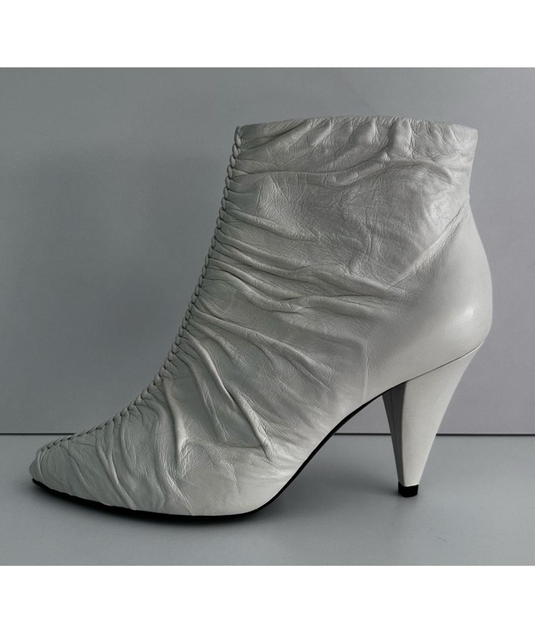 CELINE Белые кожаные ботильоны, фото 6