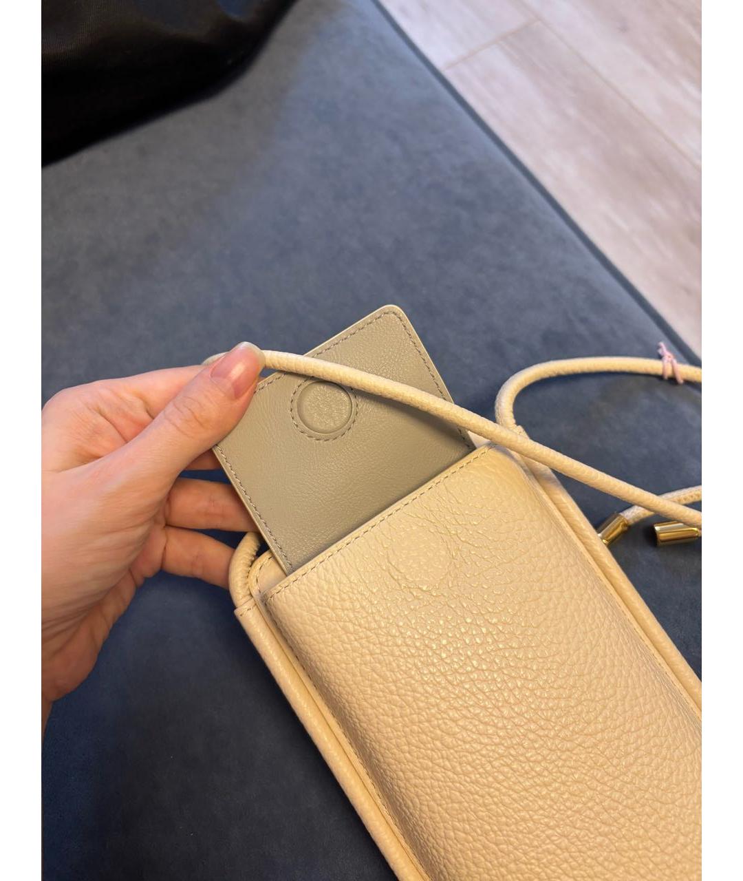 COCCINELLE Бежевая кожаная сумка через плечо, фото 4