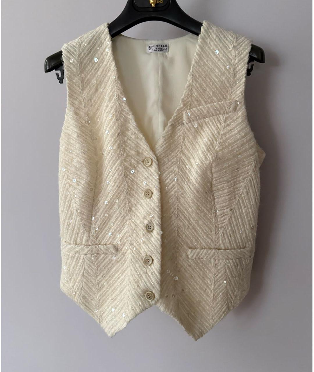 BRUNELLO CUCINELLI Белый шелковый жилет, фото 7