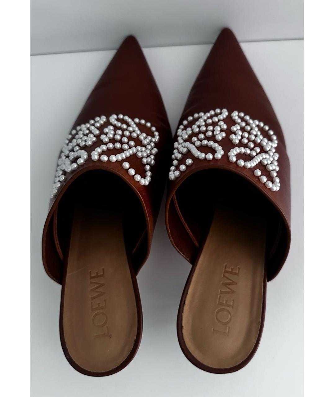 LOEWE Коричневые кожаные мюли, фото 3