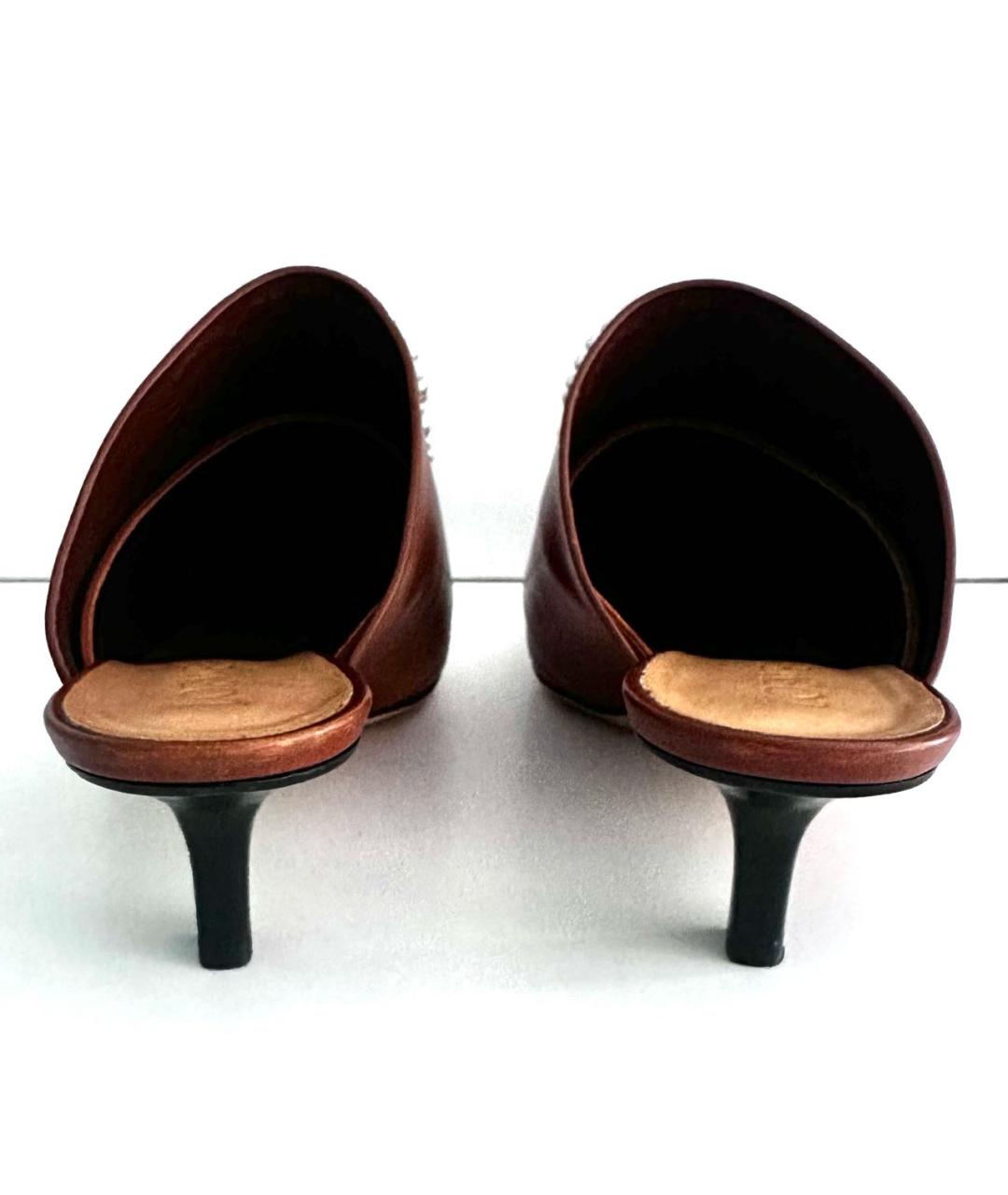 LOEWE Коричневые кожаные мюли, фото 4