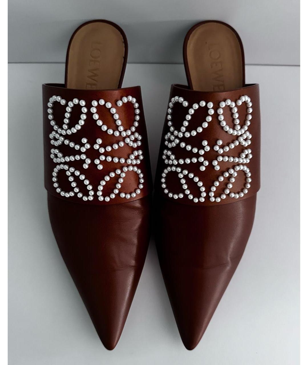 LOEWE Коричневые кожаные мюли, фото 2