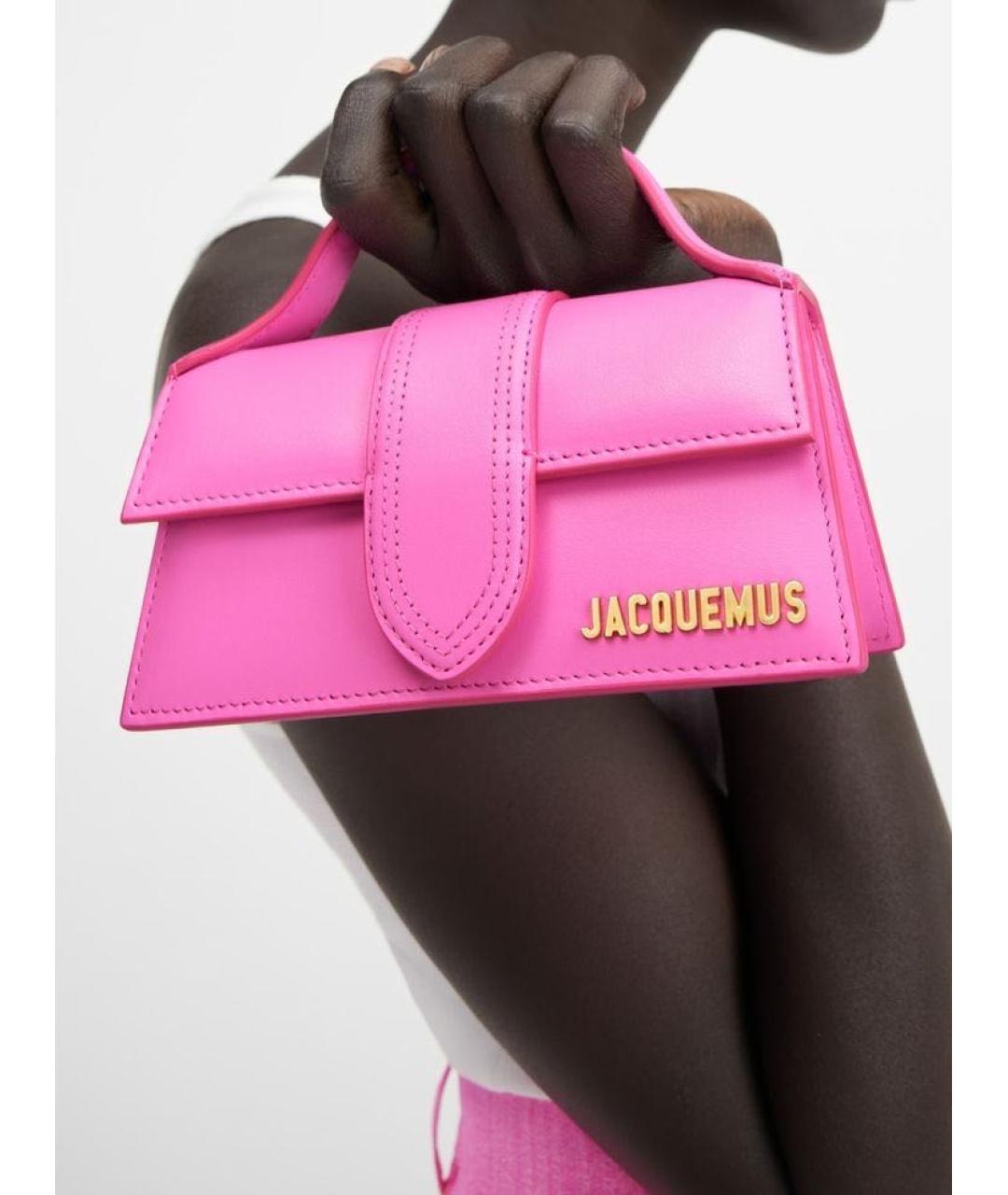 JACQUEMUS Фуксия кожаная сумка с короткими ручками, фото 6