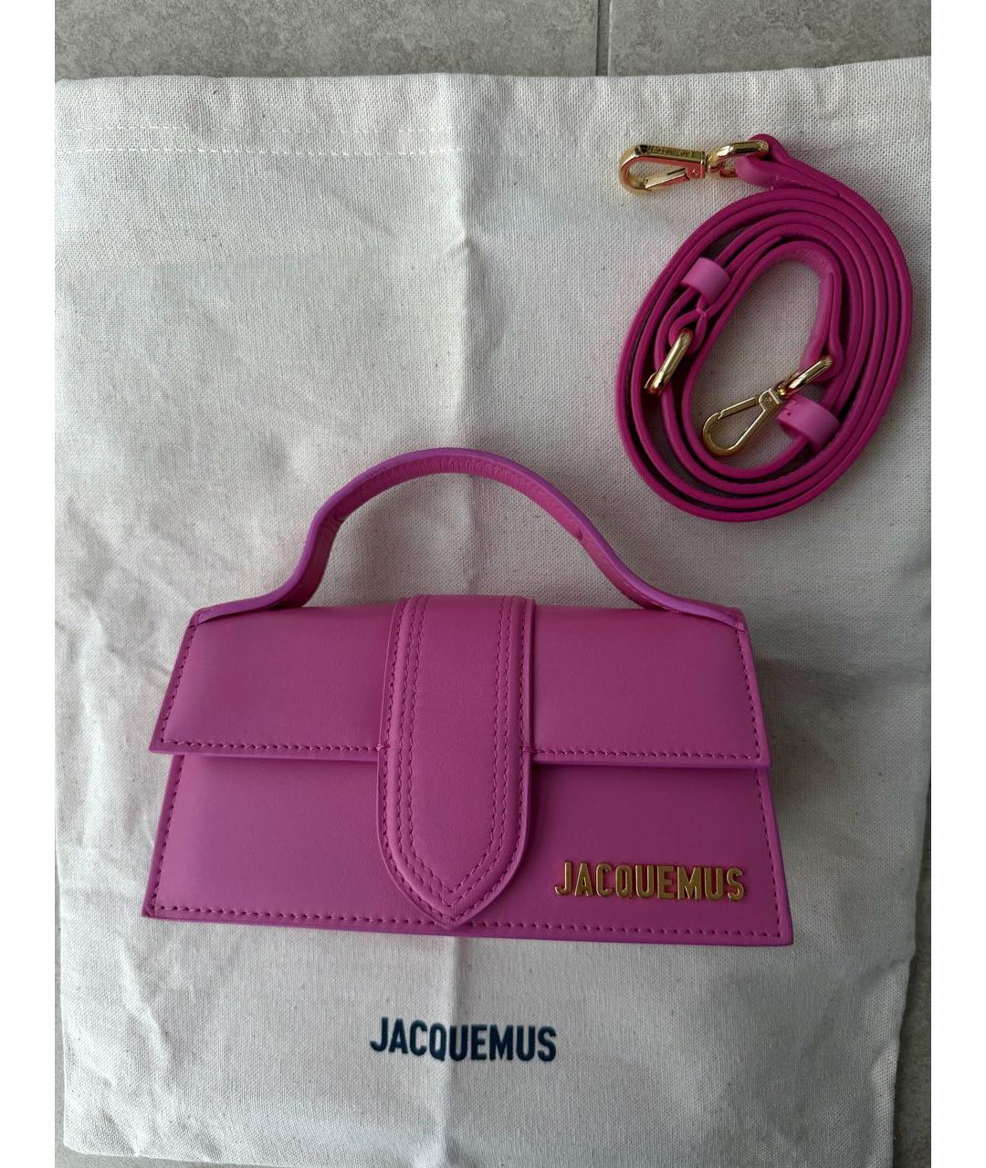 JACQUEMUS Фуксия кожаная сумка с короткими ручками, фото 3