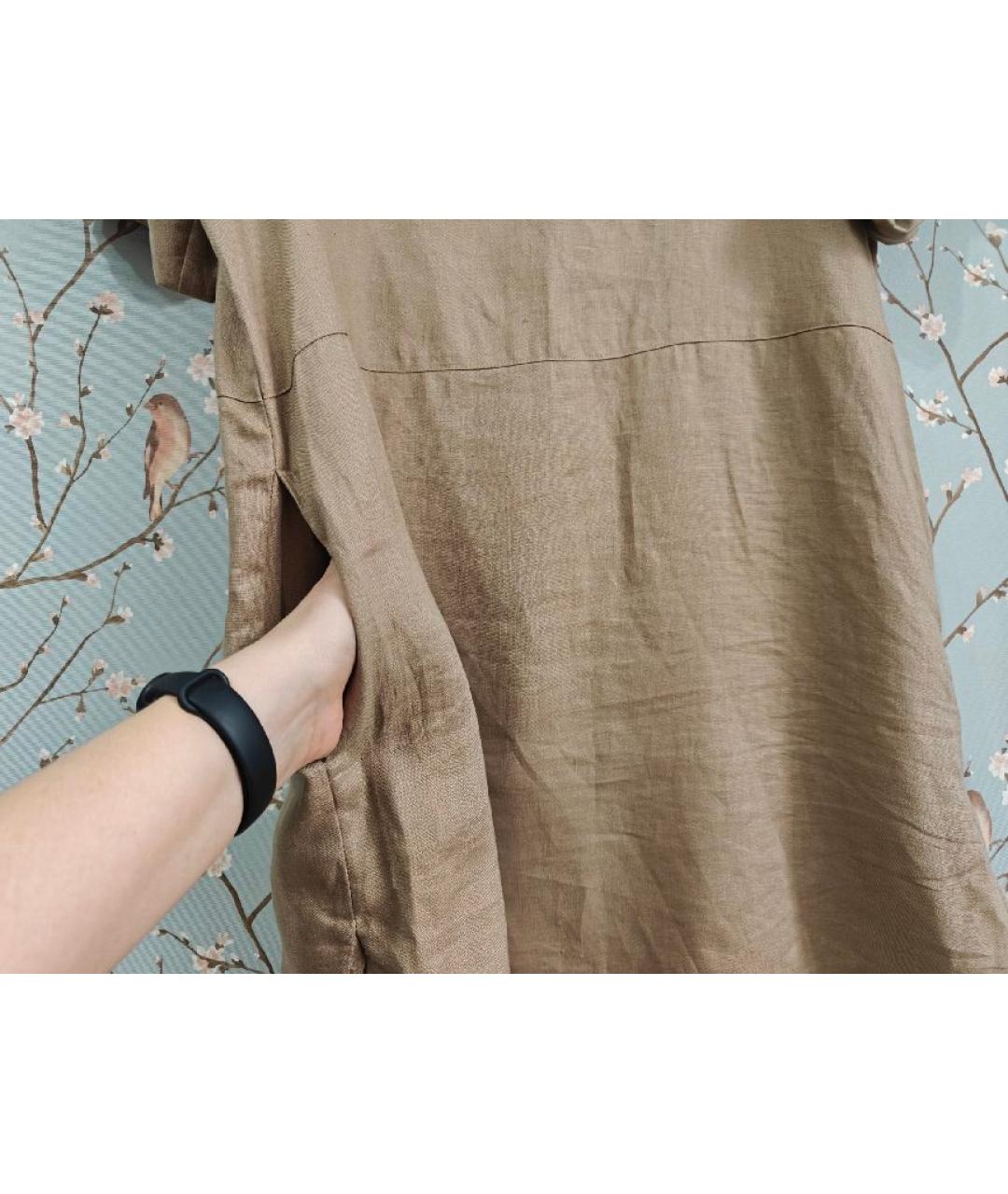 12 STOREEZ Бежевое льняное повседневное платье, фото 6