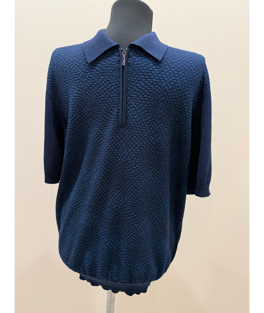 ZILLI Темно-синее поло с коротким рукавом, фото 5