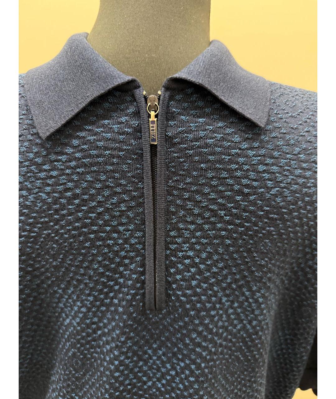 ZILLI Темно-синее поло с коротким рукавом, фото 3