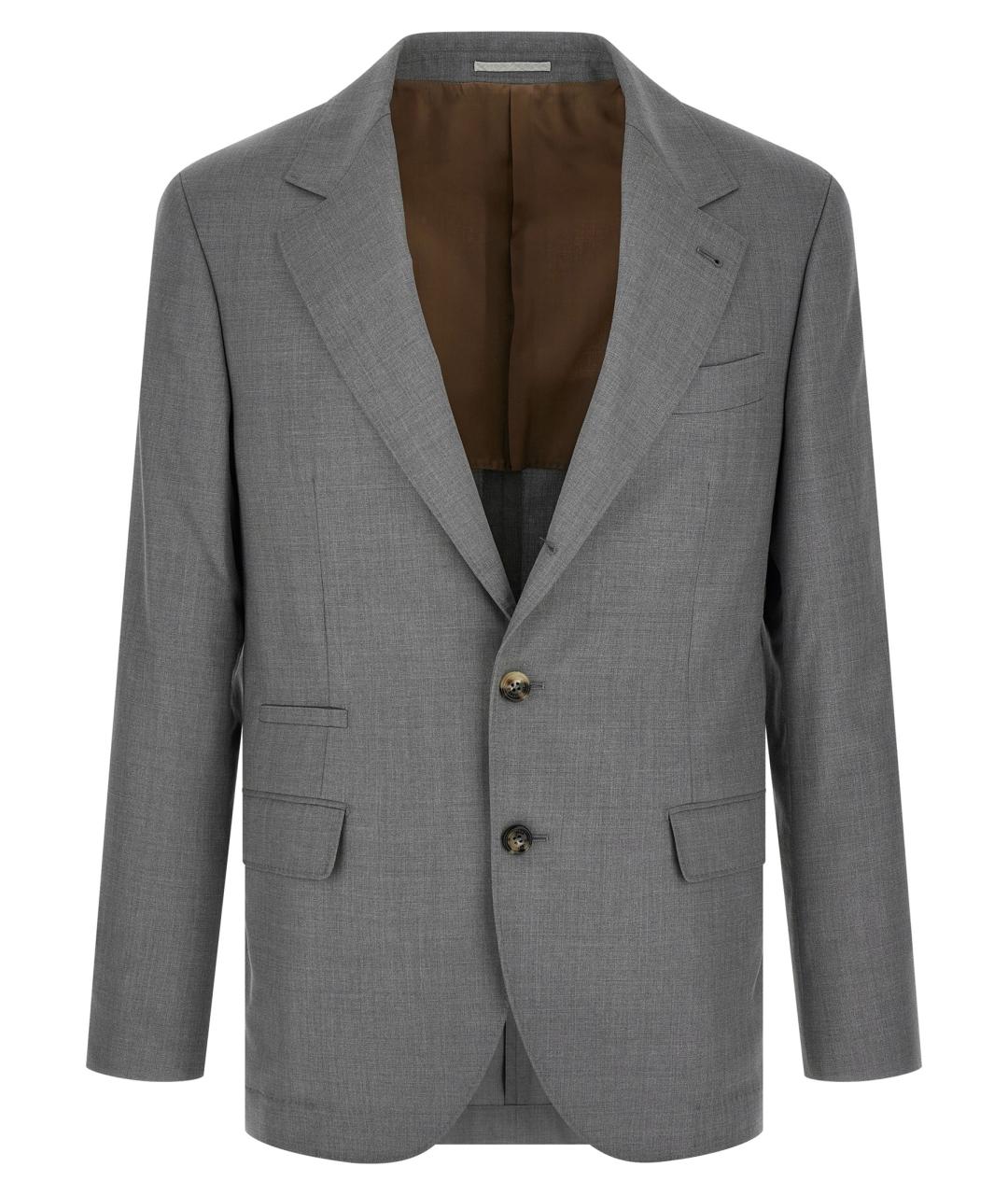 BRUNELLO CUCINELLI Серый шерстяной пиджак, фото 1
