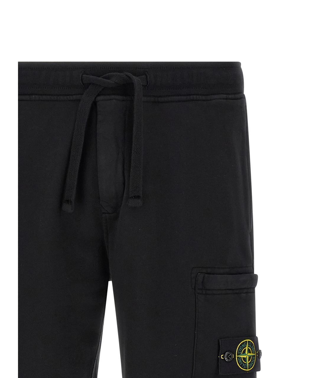 STONE ISLAND Черные хлопковые шорты, фото 3