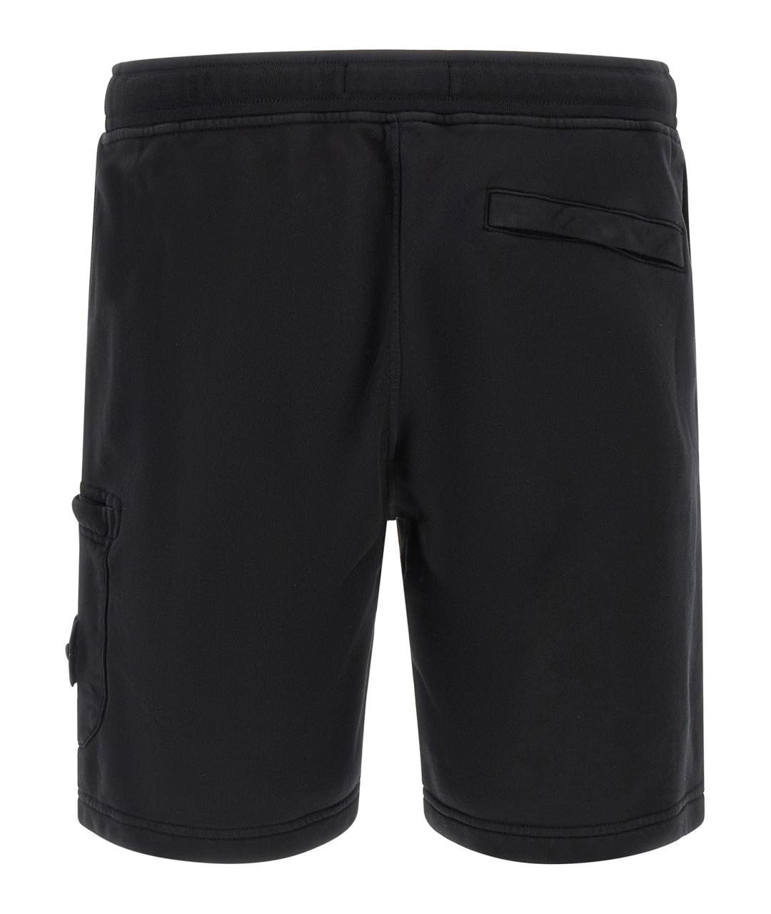 STONE ISLAND Черные хлопковые шорты, фото 2