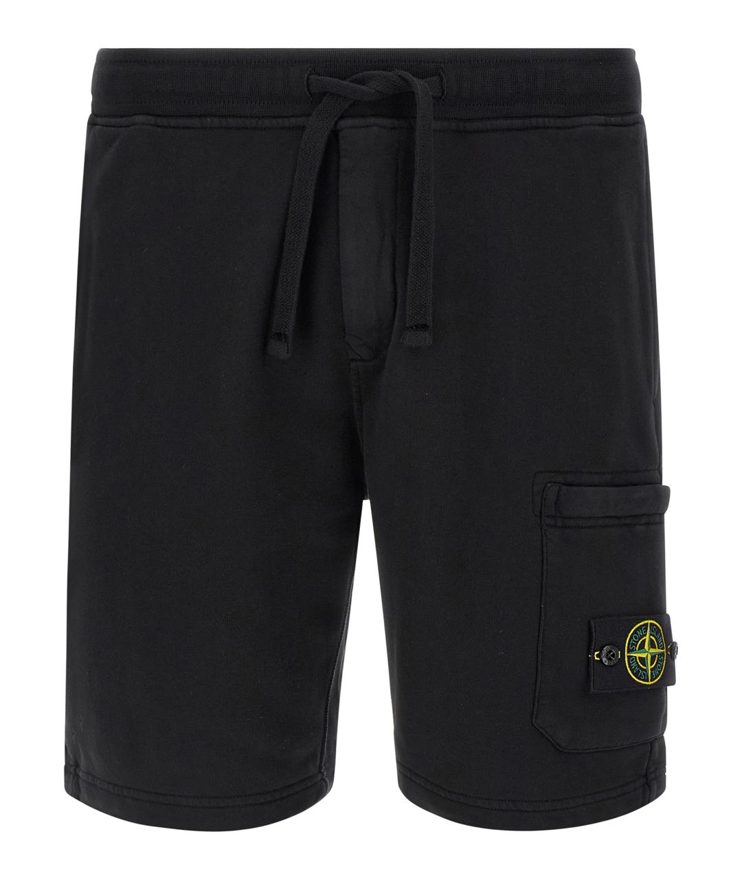 STONE ISLAND Черные хлопковые шорты, фото 1