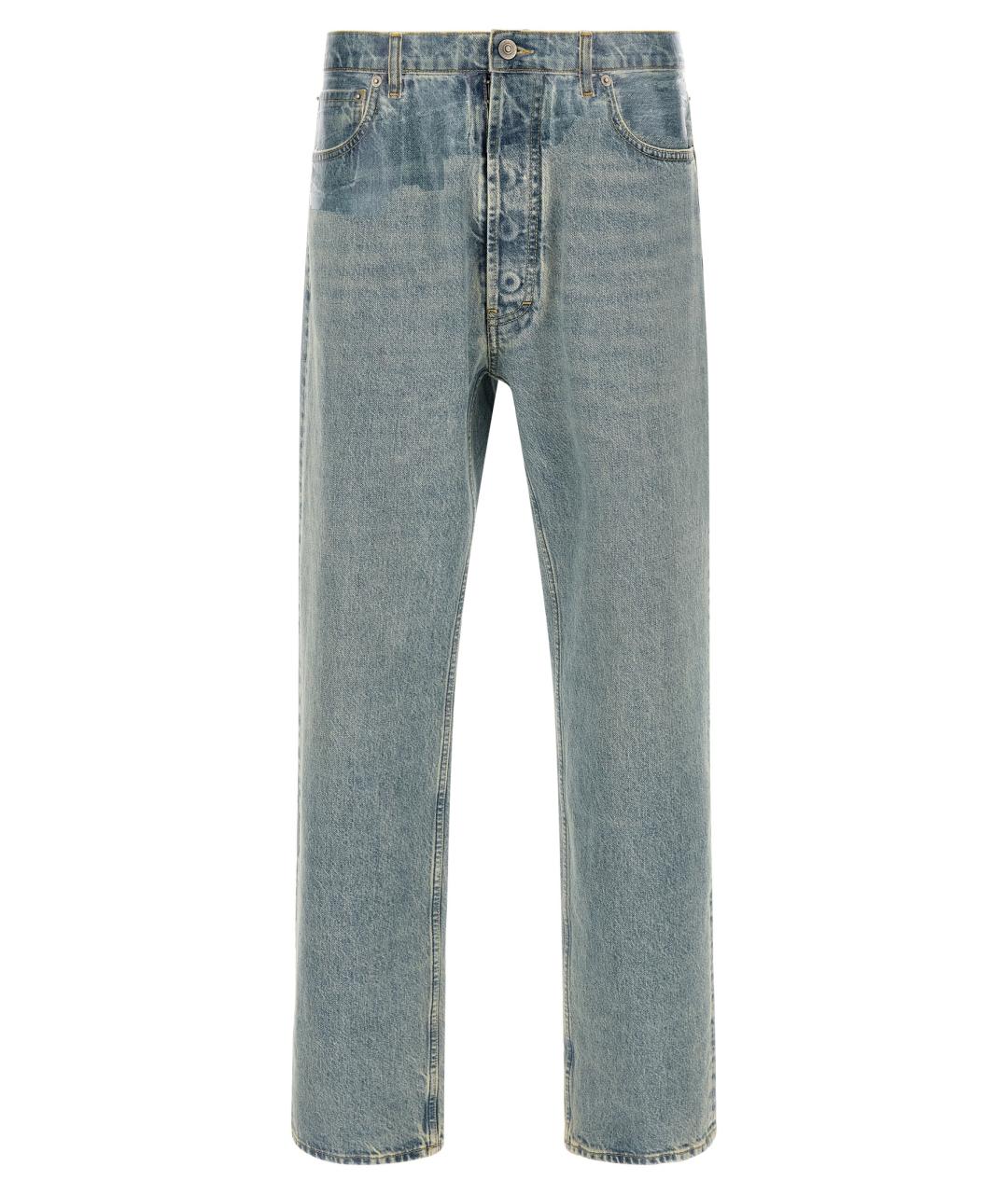 MAISON MARGIELA Голубые хлопковые прямые джинсы, фото 1