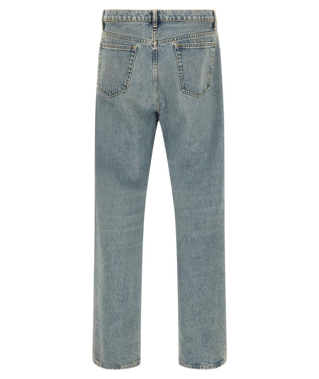 MAISON MARGIELA Голубые хлопковые прямые джинсы, фото 2