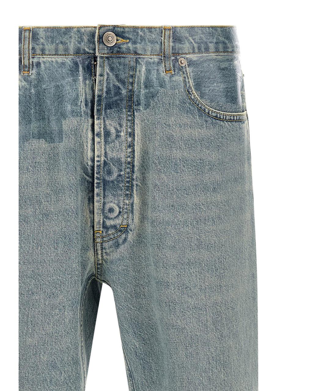 MAISON MARGIELA Голубые хлопковые прямые джинсы, фото 3