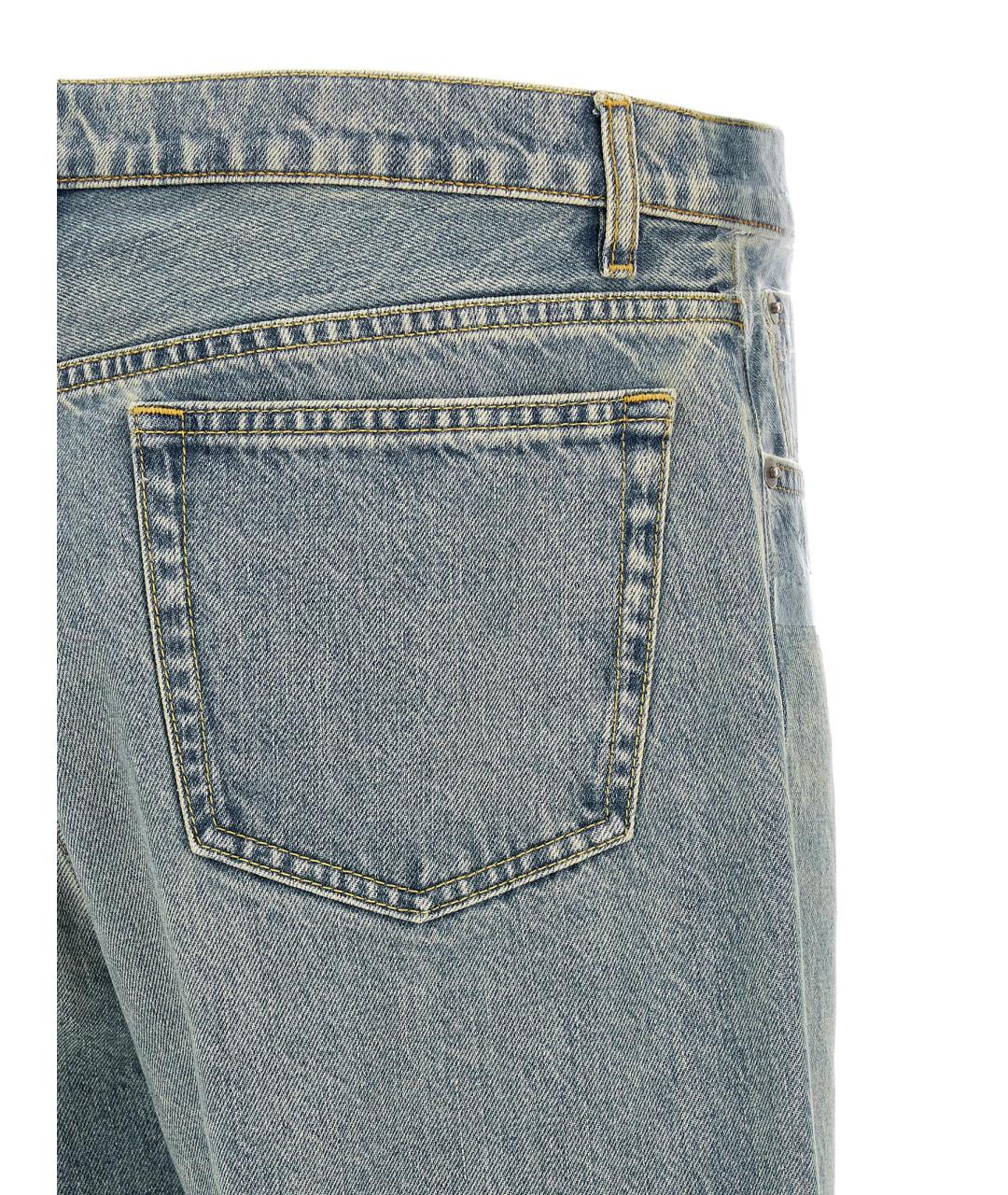 MAISON MARGIELA Голубые хлопковые прямые джинсы, фото 4