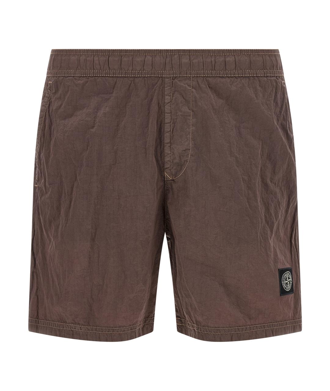 STONE ISLAND Коричневые полиамидовые шорты, фото 1