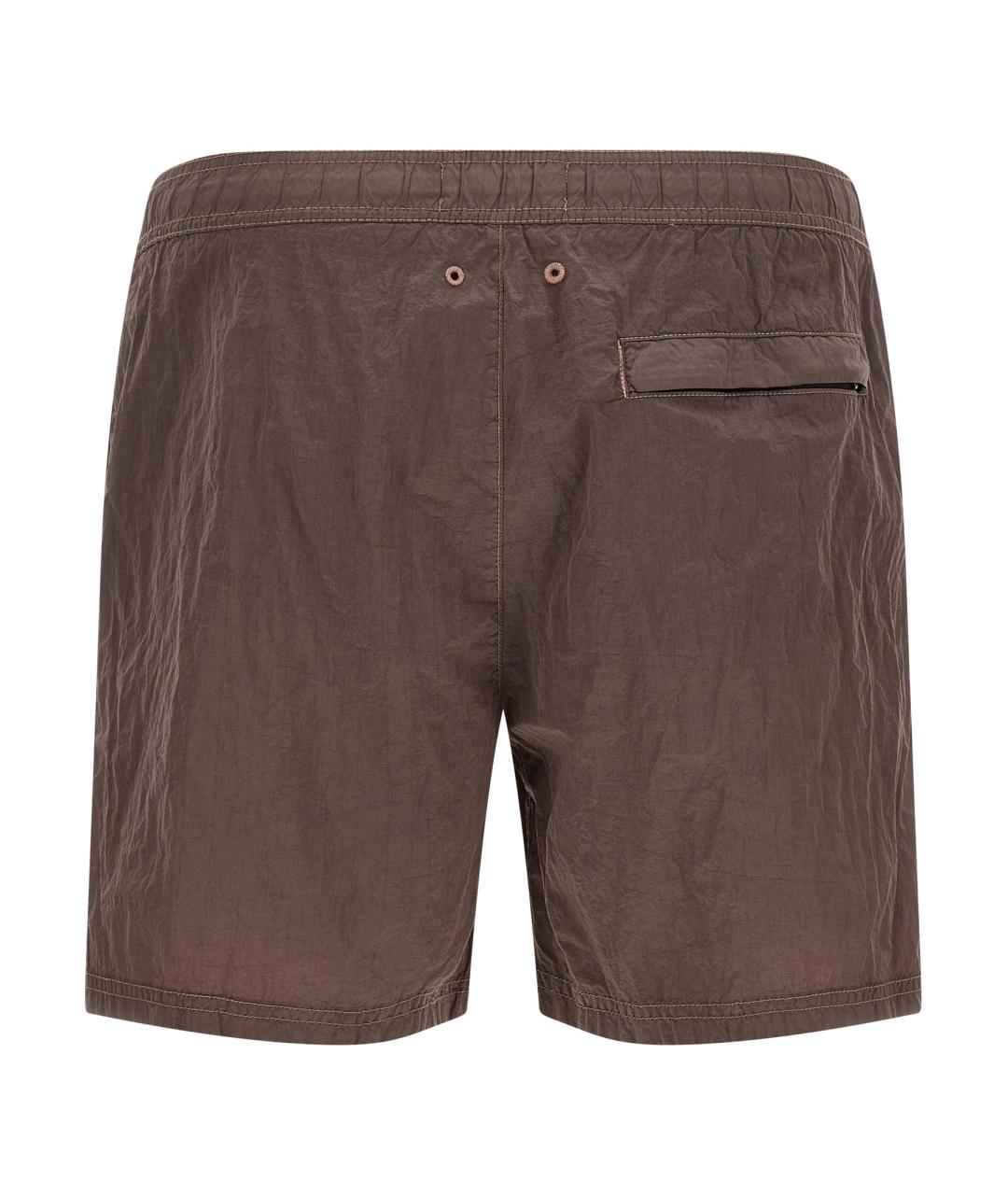 STONE ISLAND Коричневые полиамидовые шорты, фото 2