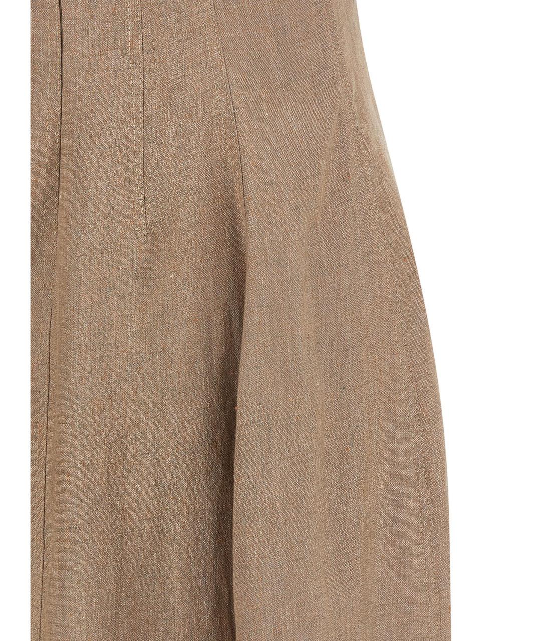 BRUNELLO CUCINELLI Бежевое льняное повседневное платье, фото 4