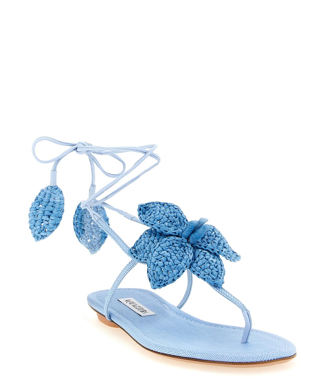 AQUAZZURA Голубые синтетические сандалии, фото 2