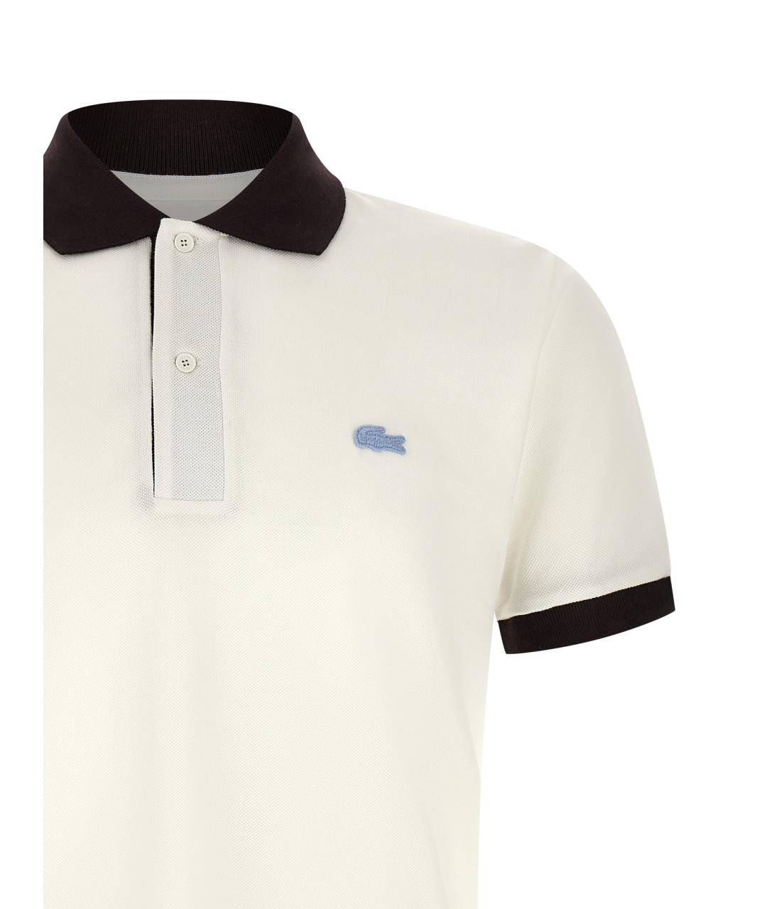 LACOSTE Белое хлопковое поло с коротким рукавом, фото 3