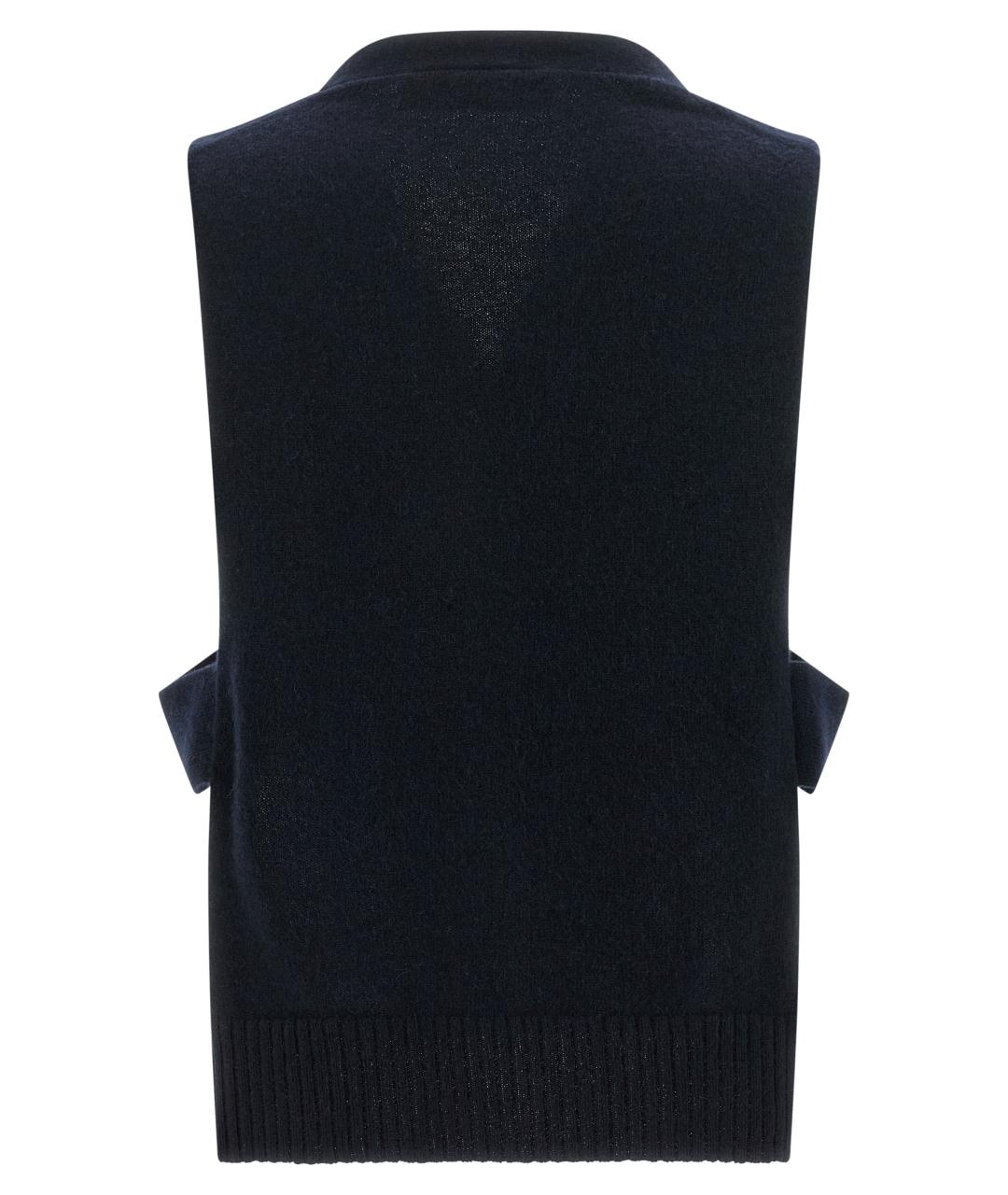 MIU MIU Темно-синяя кашемировая жилетка, фото 2