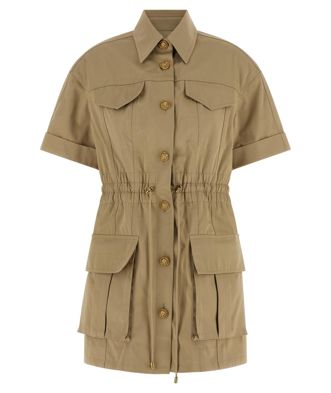 BALMAIN Зеленые хлопковое повседневное платье, фото 1